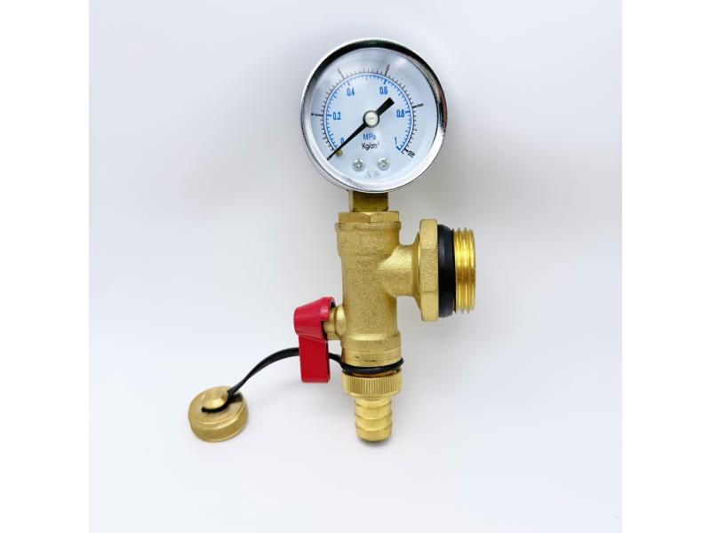 Automatic air vent nga adunay pressure gauge ug drain valve