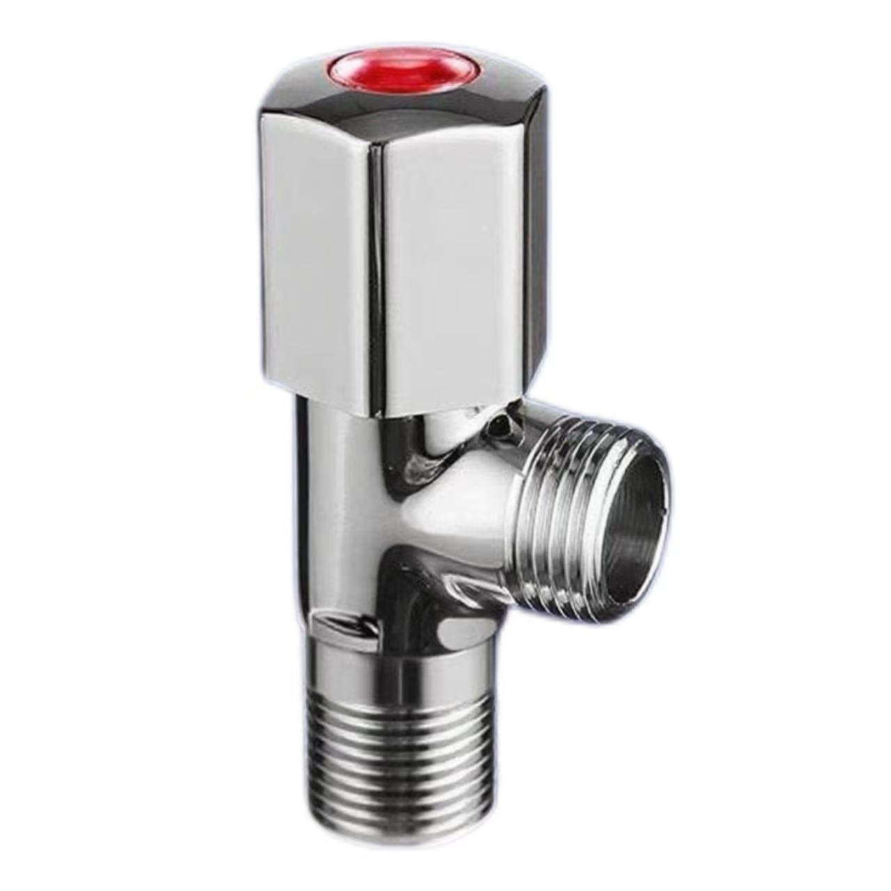 Mahayag nga Chrome Angle Valve, Pula Ug Asul nga Nag-ila sa Hot Ug Bugnaw nga Tubig nga Inlet Valve