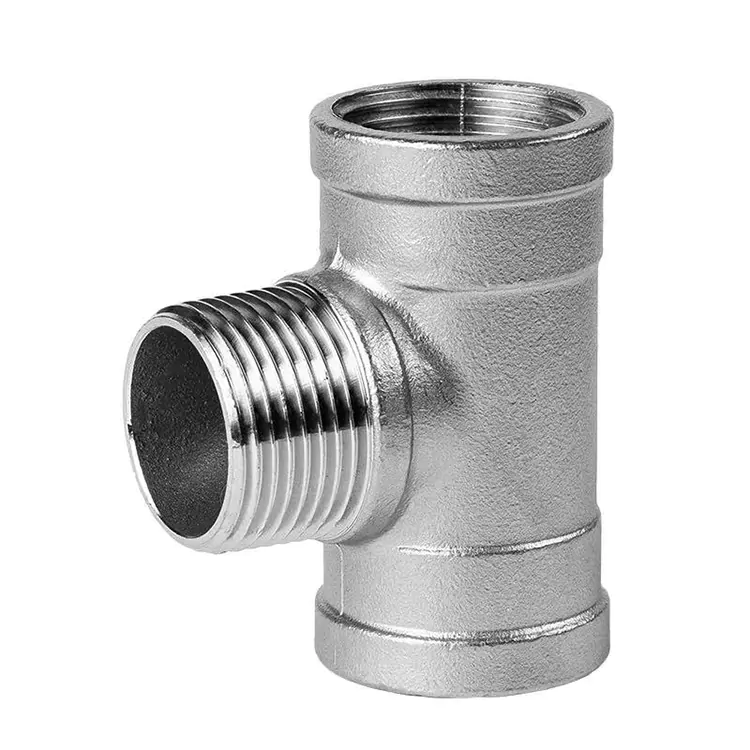 BSP Threaded Stainless Steel Laki-Babaye-Lalaki Pipe Tee