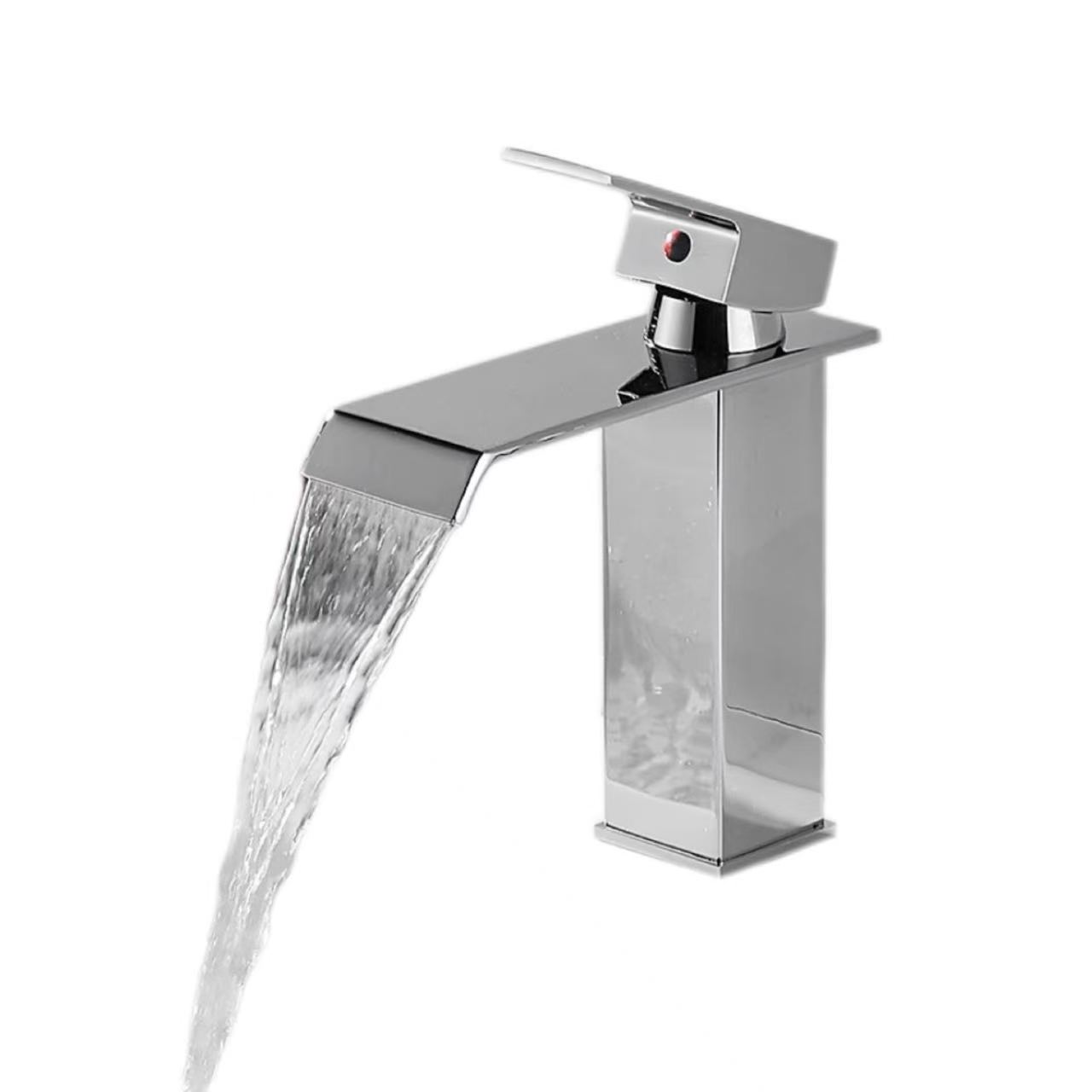 Chrome-Plated Flat-Spout Waterfall Hot Ug Bugnaw nga Tubig Faucet