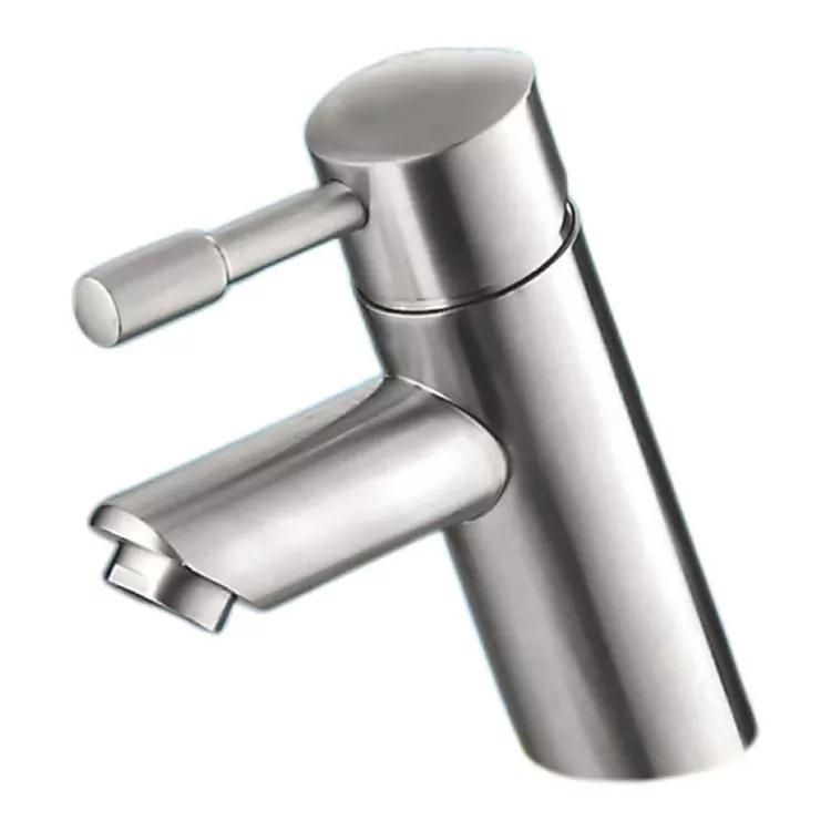 Cylindrical Slanted Brushed Hot Ug Cold Basin Faucet Cylindrical Slanted Brushed Hot Ug Cold Basin Faucet