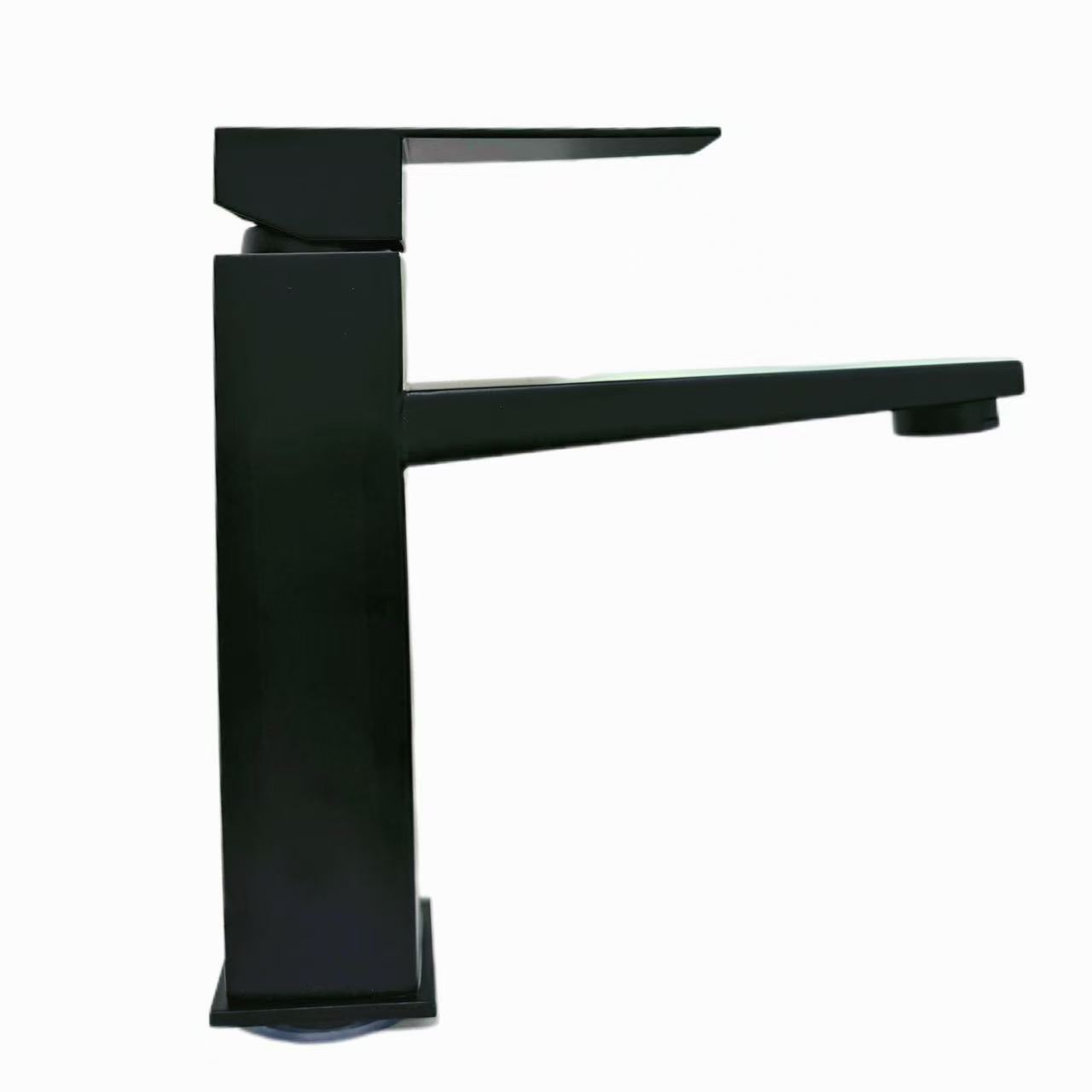 Modernong Minimalist nga Estilo Frosted Black Square Basin Faucet