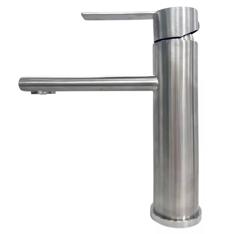 Straight-Nozzle Cylindrical Brushed Hot Ug Cold Basin Faucet