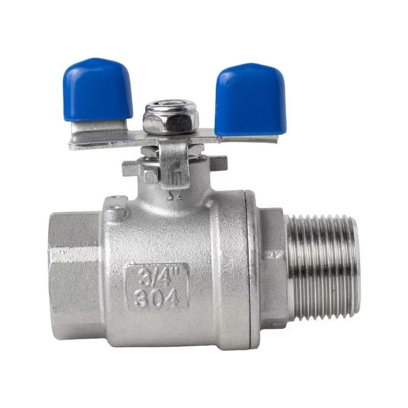 Duha ka piraso nga butterfly ball valve nga adunay sulod ug gawas nga mga hilo