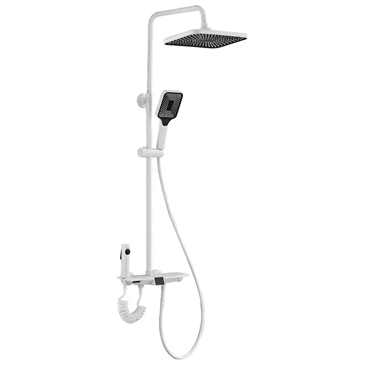 White Thermostatic Digital Display Shower Set Uban sa Spray Gun